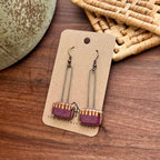 Maroon Gold Striped Clay Earrings