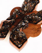 100% Silk Bandana Scarf -Midnight Garden Floral Western Wear