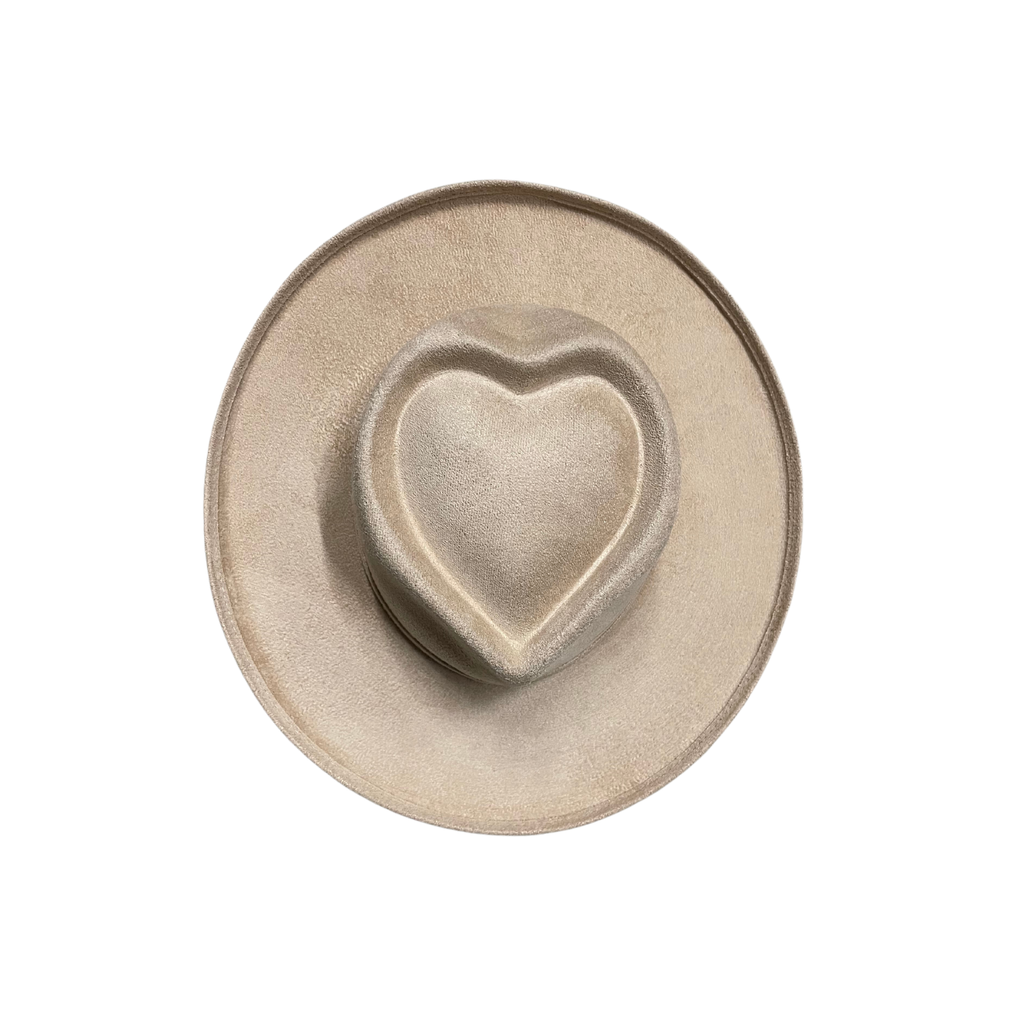Vegan Suede Pencil Curl Brim Sweetheart Crown Fedora Hat