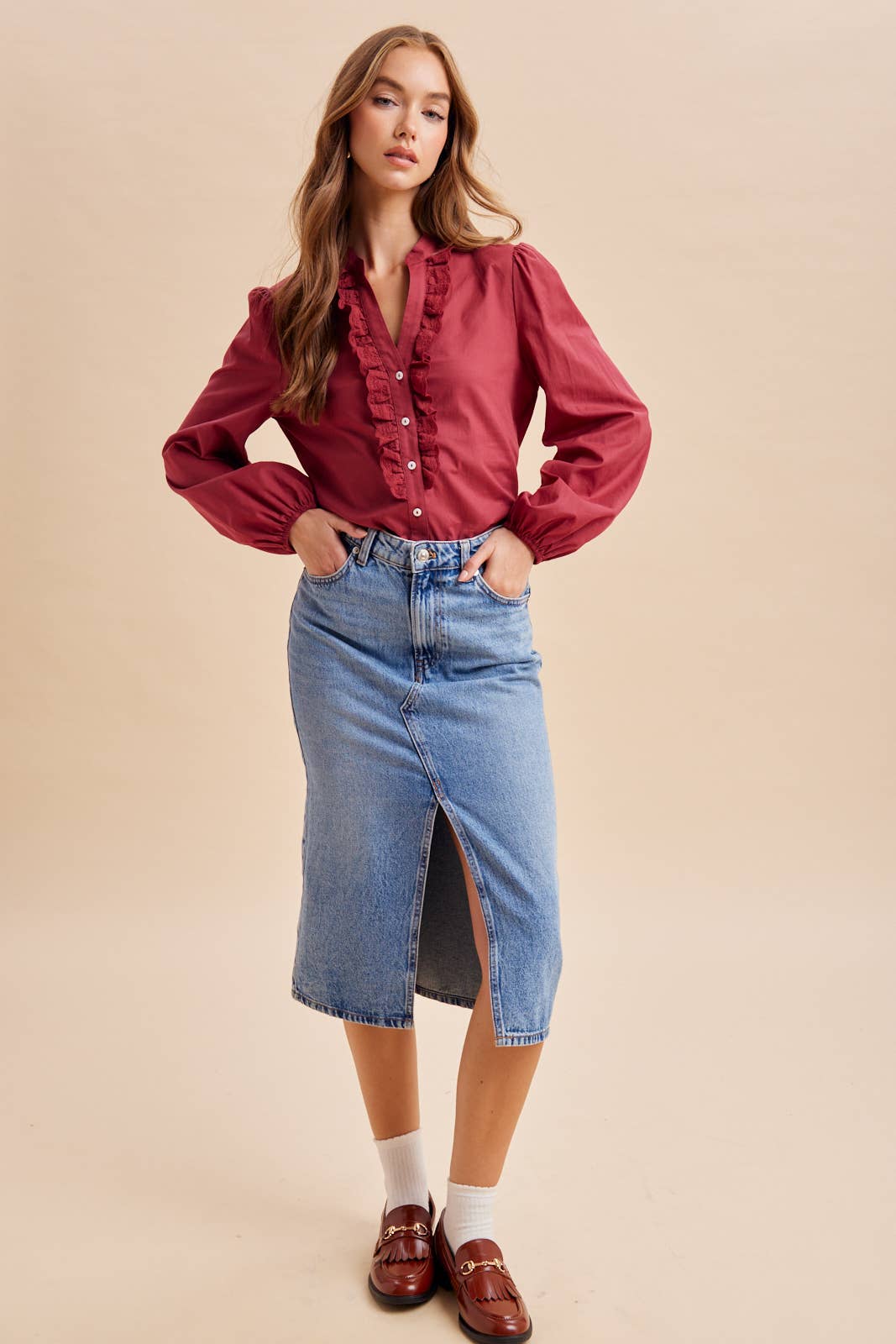 Ruffled Cotton Blouse