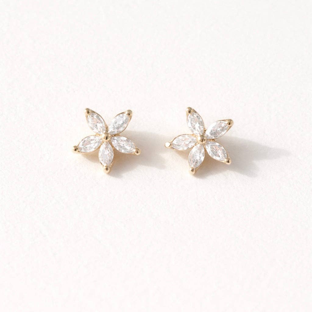 CZ Flower Stud Earrings
