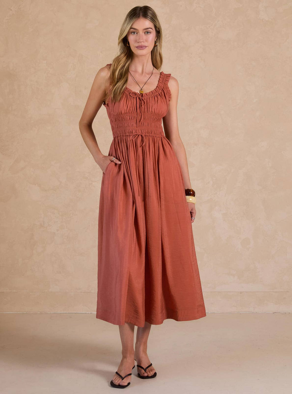 Ruffled Sweetheart Sleeveless Maxi Dress