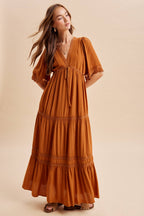 TENCEL LACE TRIM MAXI DRESS