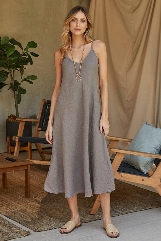 Full Length Linen Slip Dress
