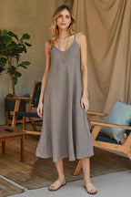 Full Length Linen Slip Dress
