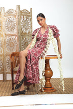 Emelie Block Printed Dress (Wine)