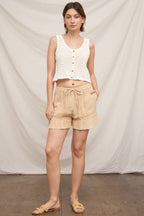 Sleeveless Crochet Top with Button Detail