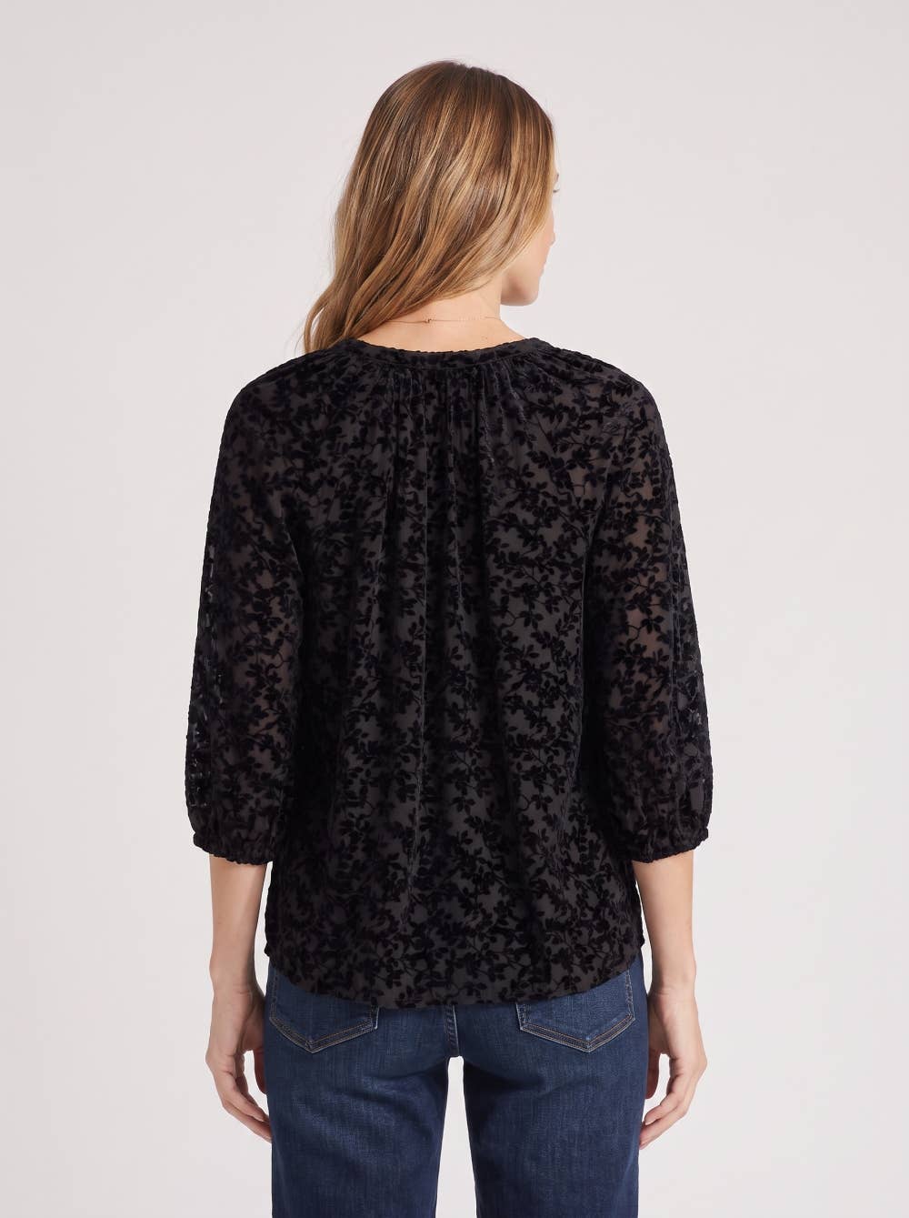V-Neck Floral Burnout Top