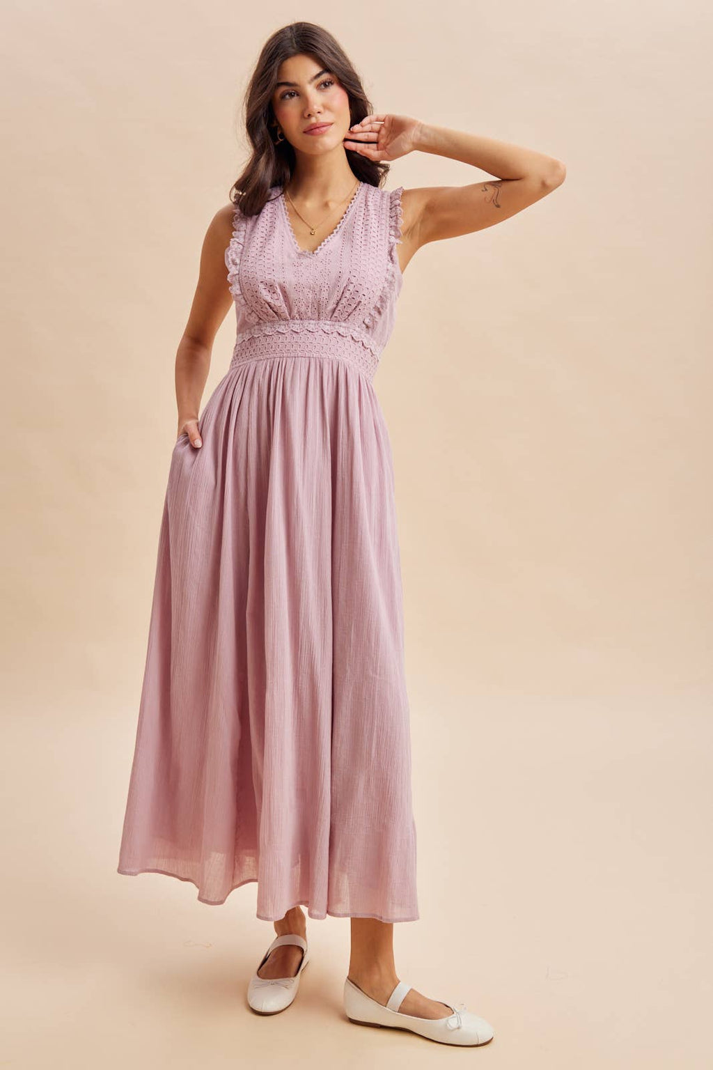 EYELET LACE MAXI DRESS
