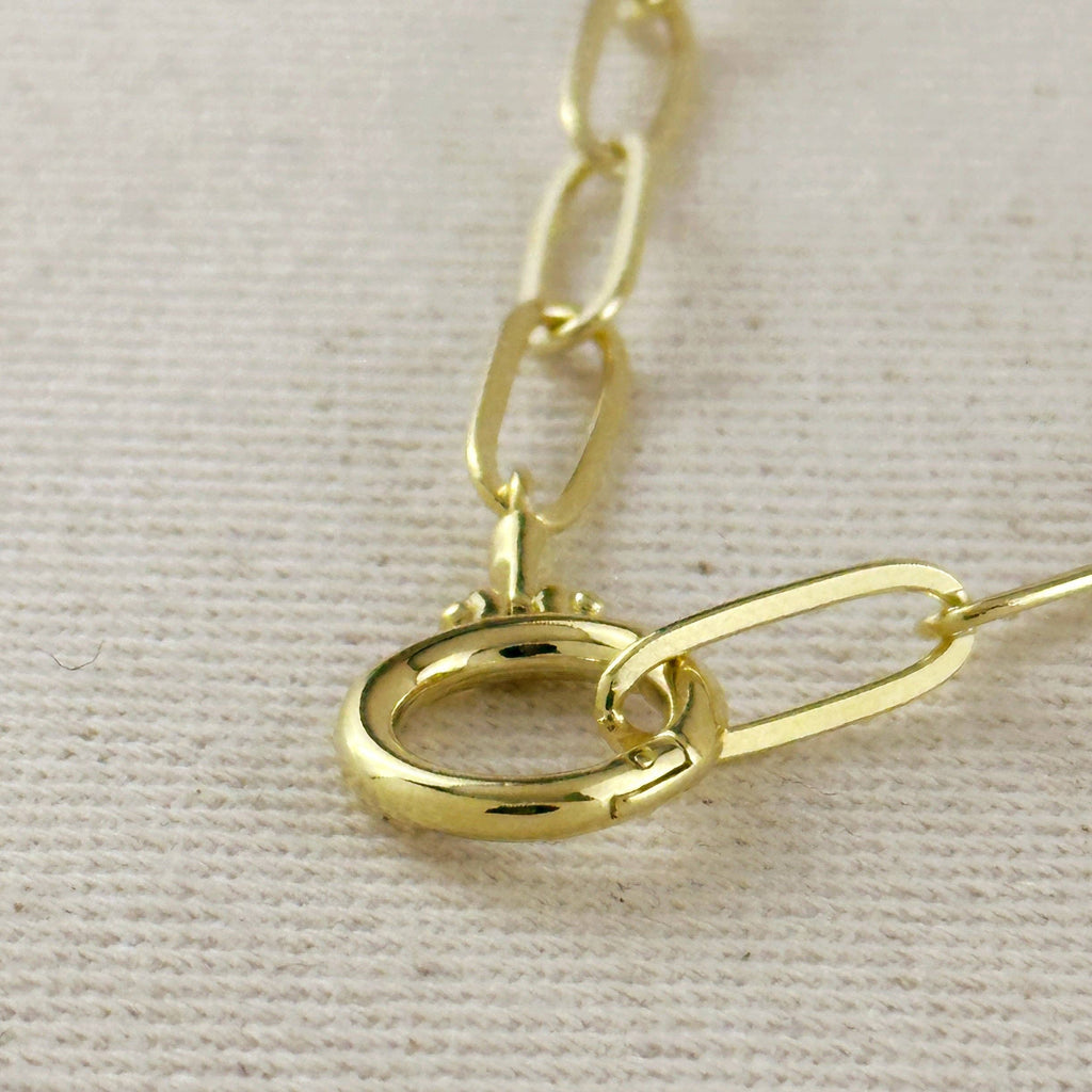 Paperclip Chain With Round Clicker Clasp Necklace