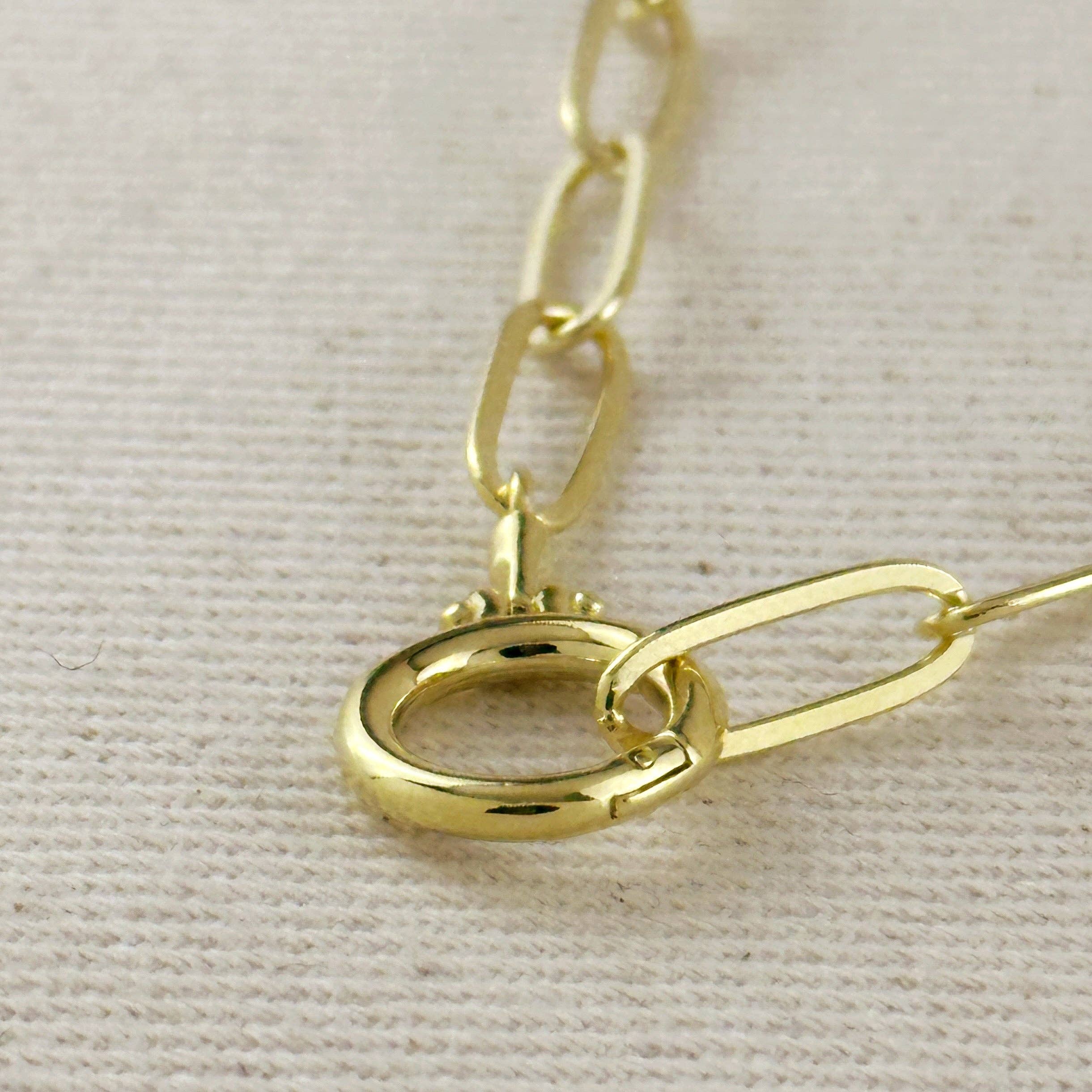 Paperclip Chain With Round Clicker Clasp Necklace
