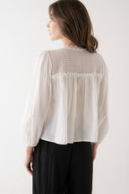 Romantic Lace Trim Blouse