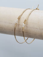 Herkimer Diamond Detail Hammered Hoop Earring