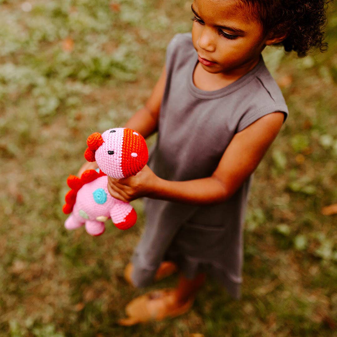 Stegosaurus Baby Rattle Pink
