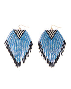 Beaded Handwoven Sonoran Triangle Fringe Earrings (Beige)