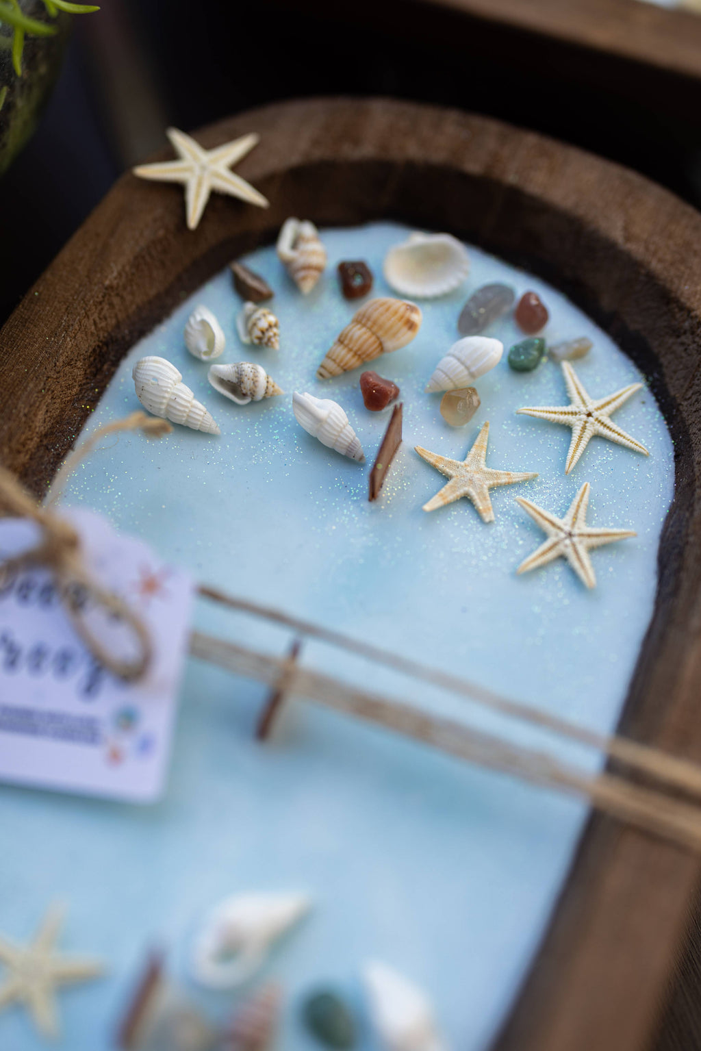 Dough Bowl Candle With With Sea Shells, Starfish and Soy Wax