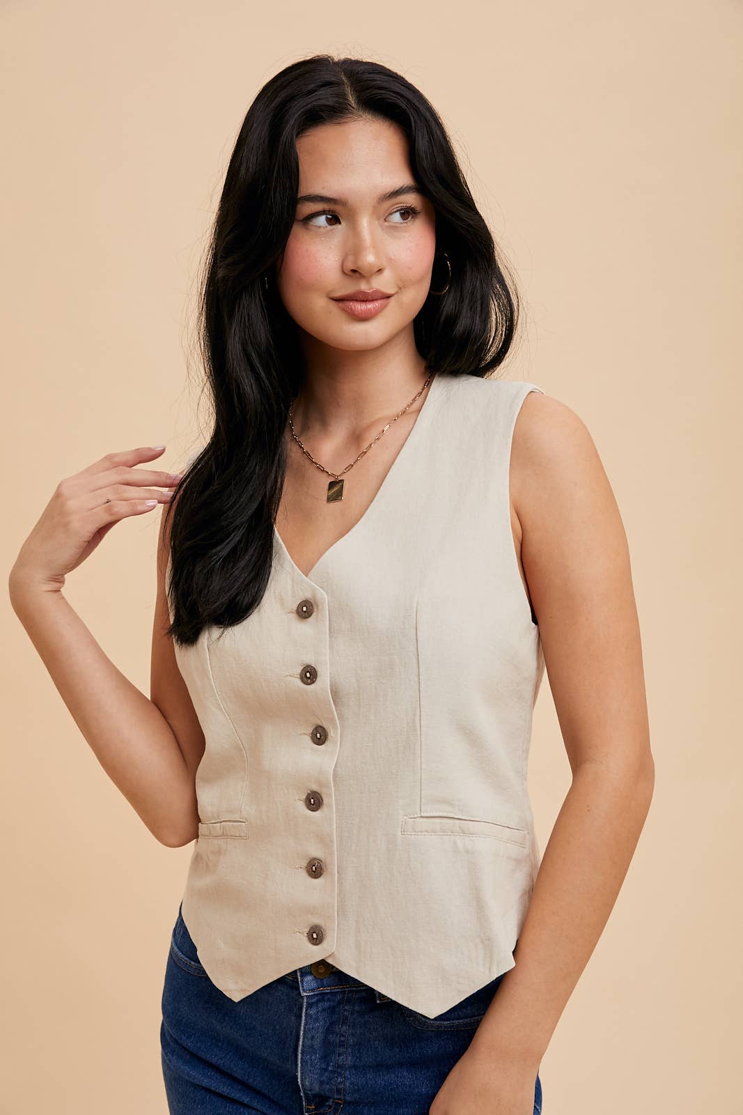 Cotton Linen Blend Vest