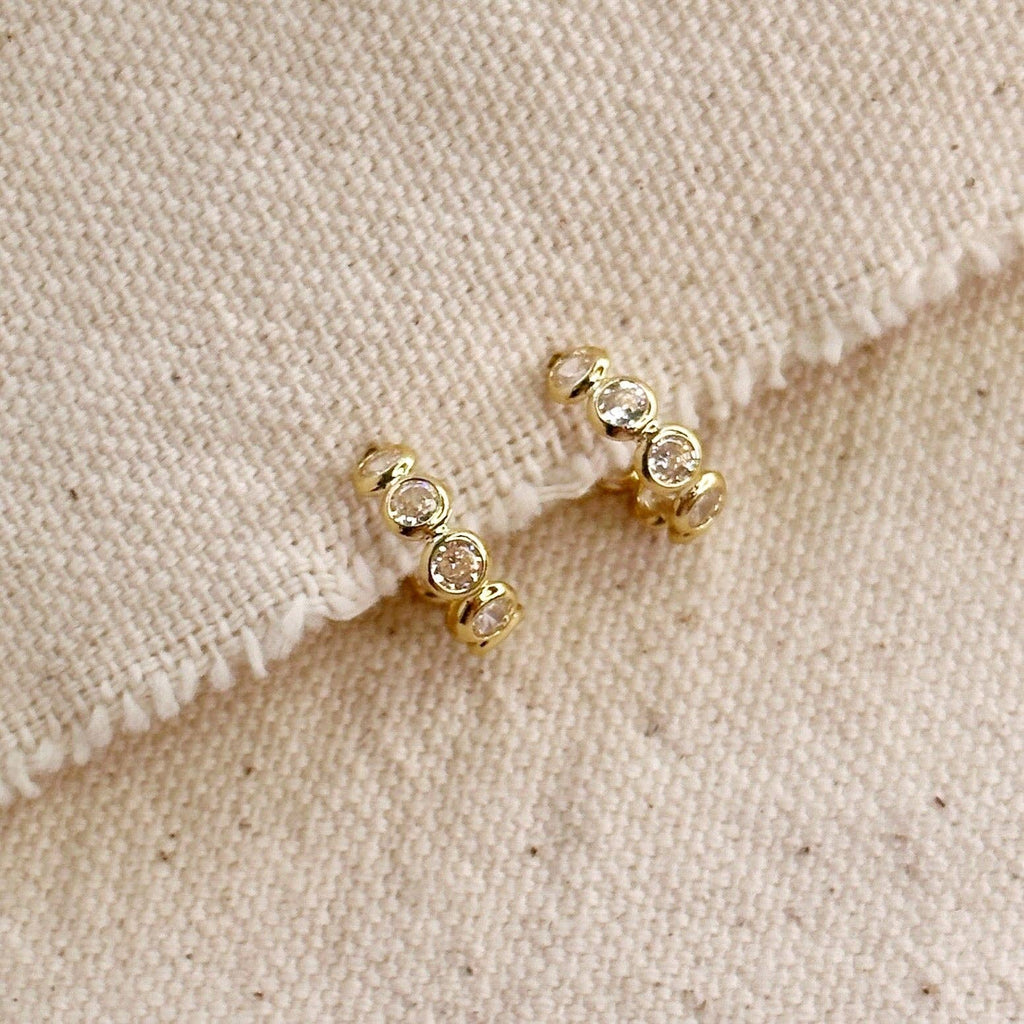 Bezel CZ C- Hoop Earrings