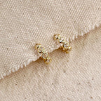 Bezel CZ C- Hoop Earrings