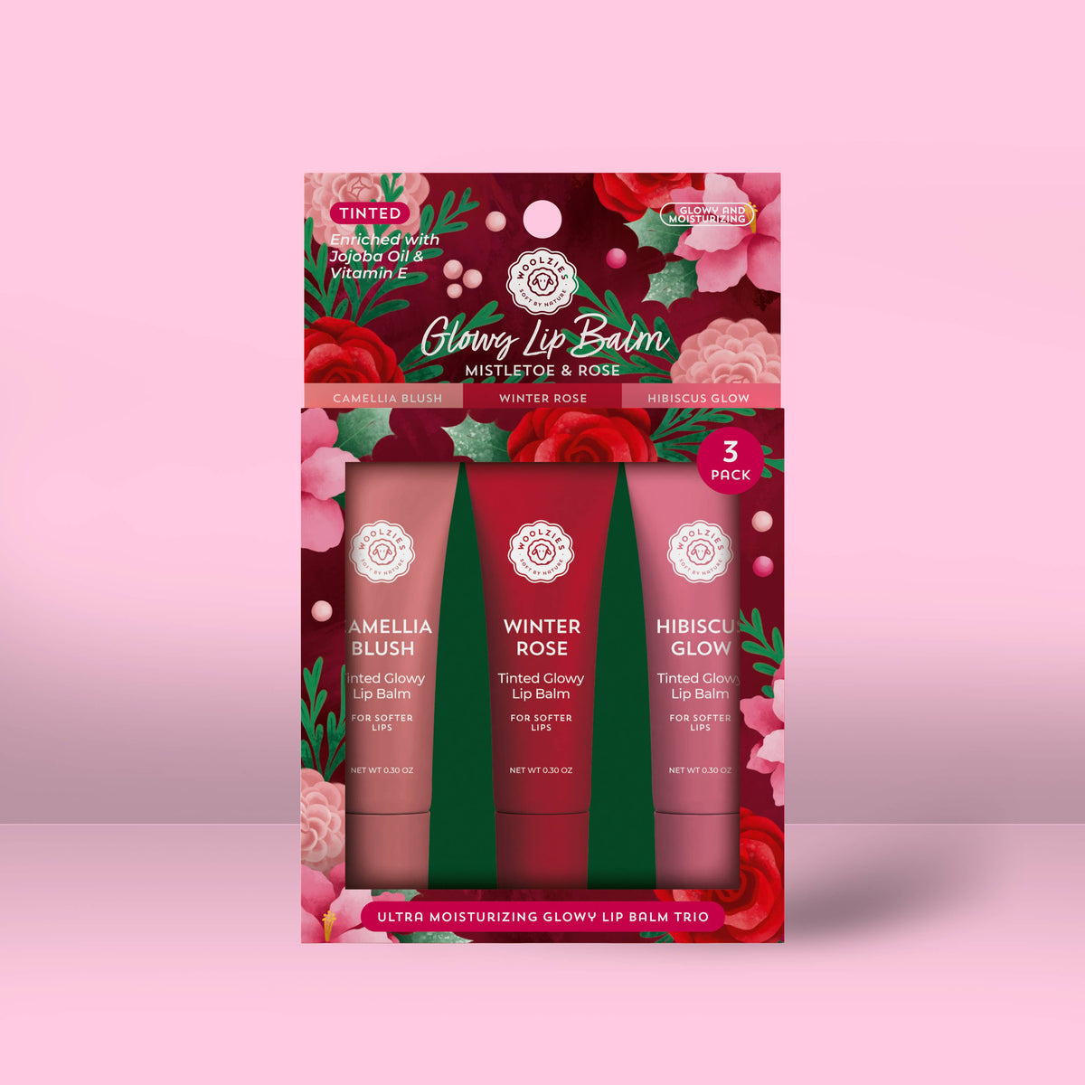 Mistletoe & Rose  Glowy Lip Balm Trio