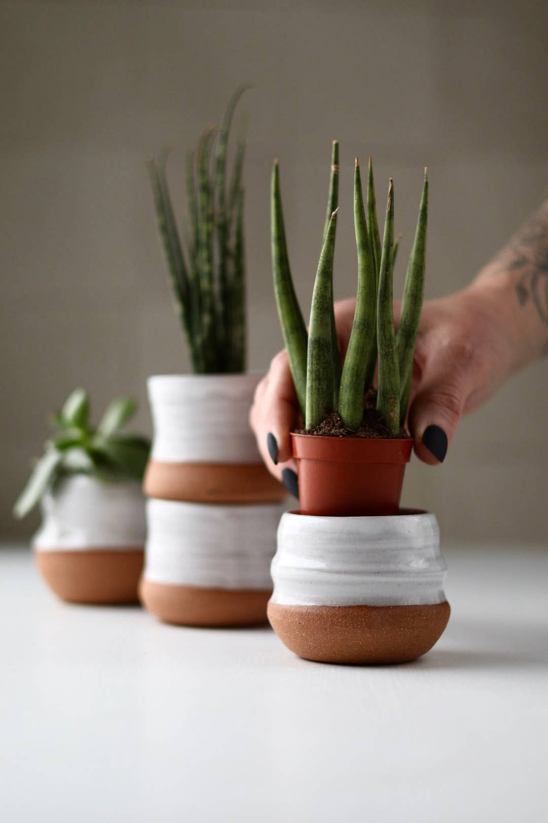 Assorted Small Planter Pots | White 2 inch handmade