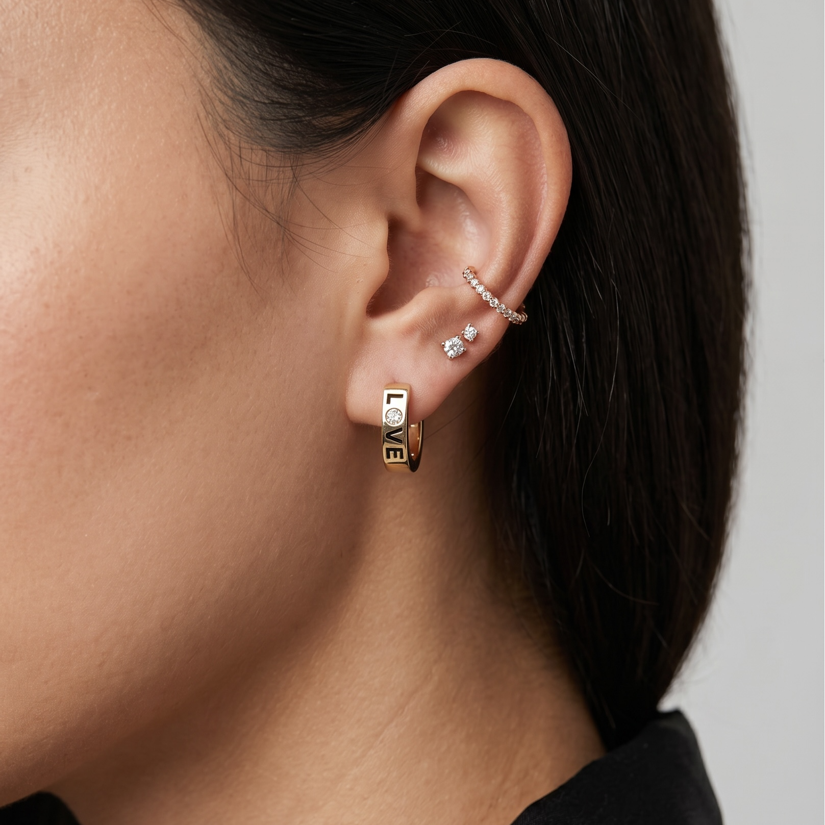 Love CZ Hoop Earrings