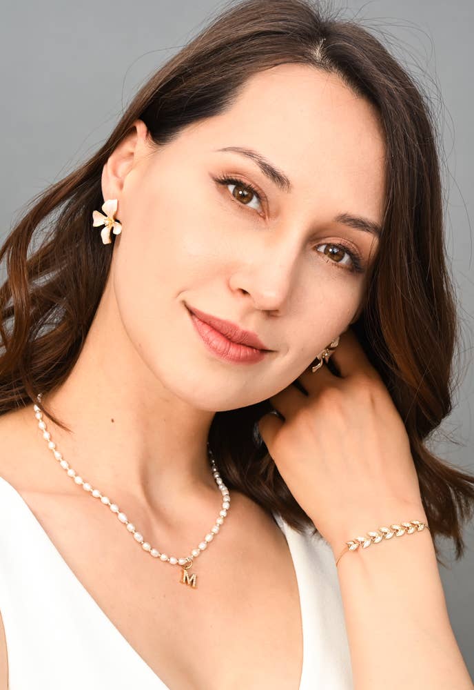 Hope in Bloom Flower Earrings in Misty Rose