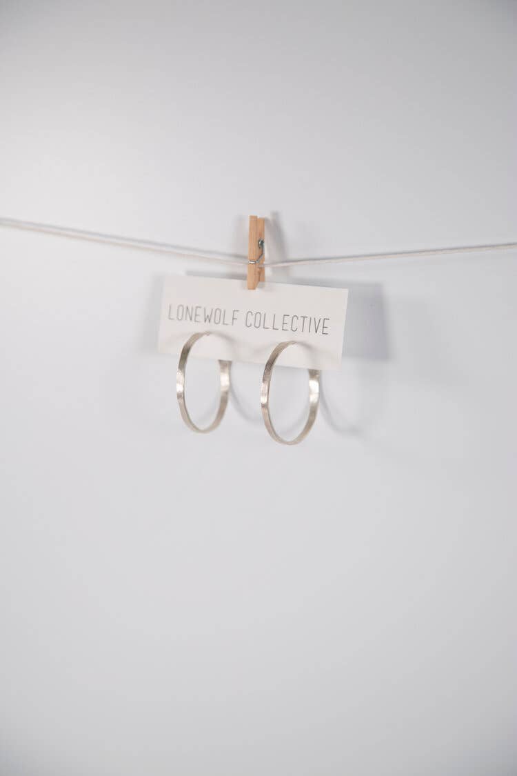 Fat Recycled Hoop Earrings - Large - Silver