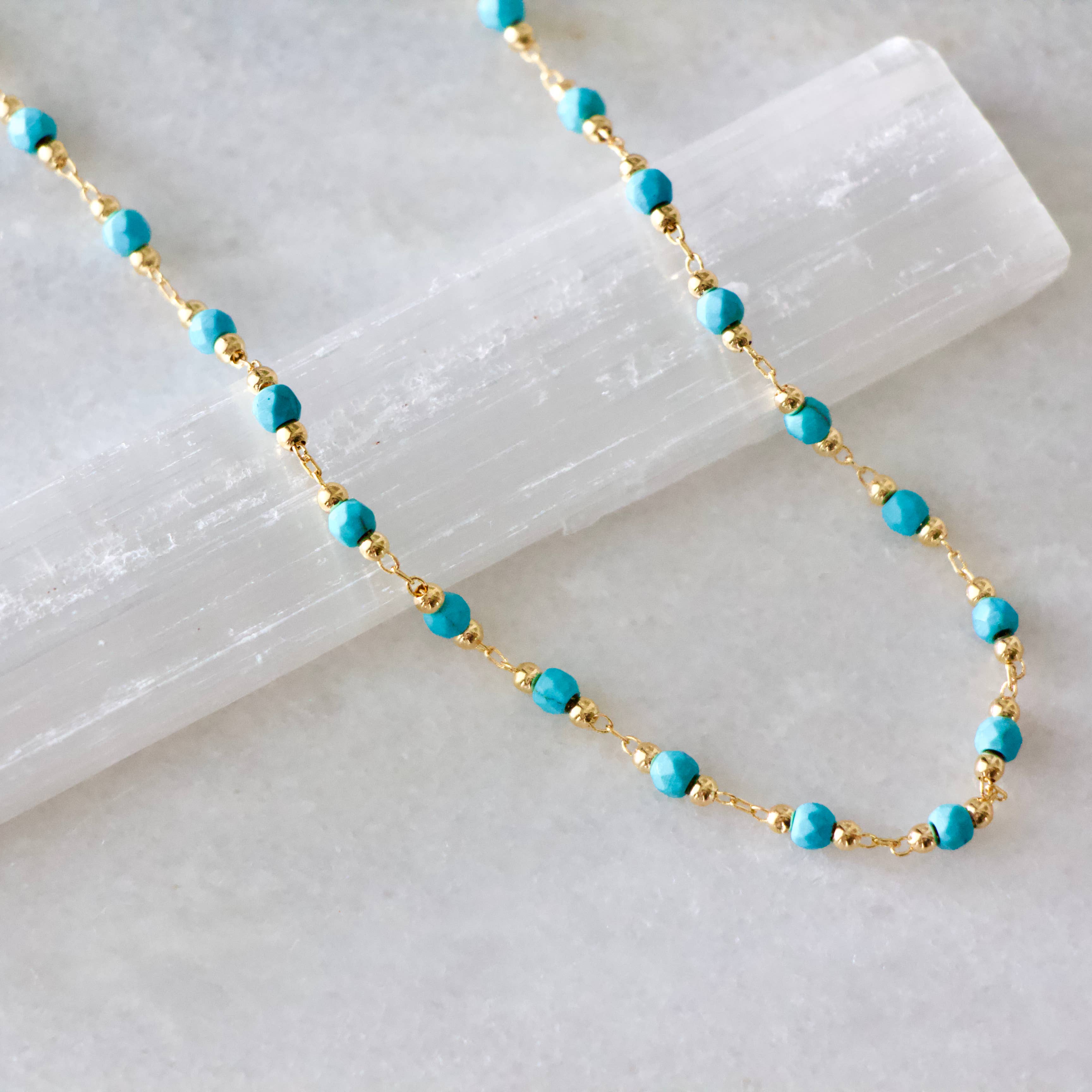 Faceted Stone Turquoise Choker Necklace