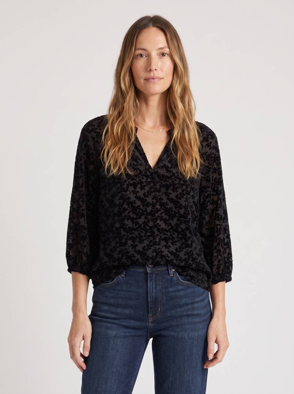 V-Neck Floral Burnout Top