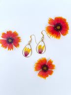 Texas Pressed Indian Blanket Flower Earrings
