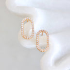 CZ Oval Stud Earrings 