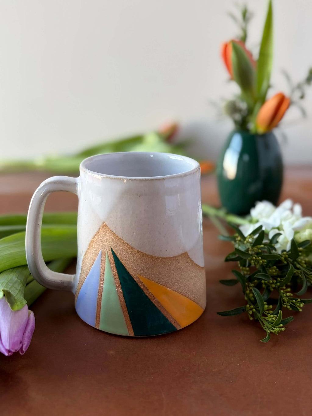 Triangles Geometric Mug Spring Palette Handmade Ceramic