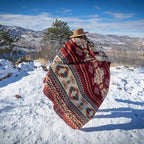 Andean Alpaca Wool Blanket - Wildfire - Red/Cream