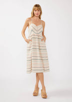 Yarn-Dye Sleeveless Button Up Midi Dress