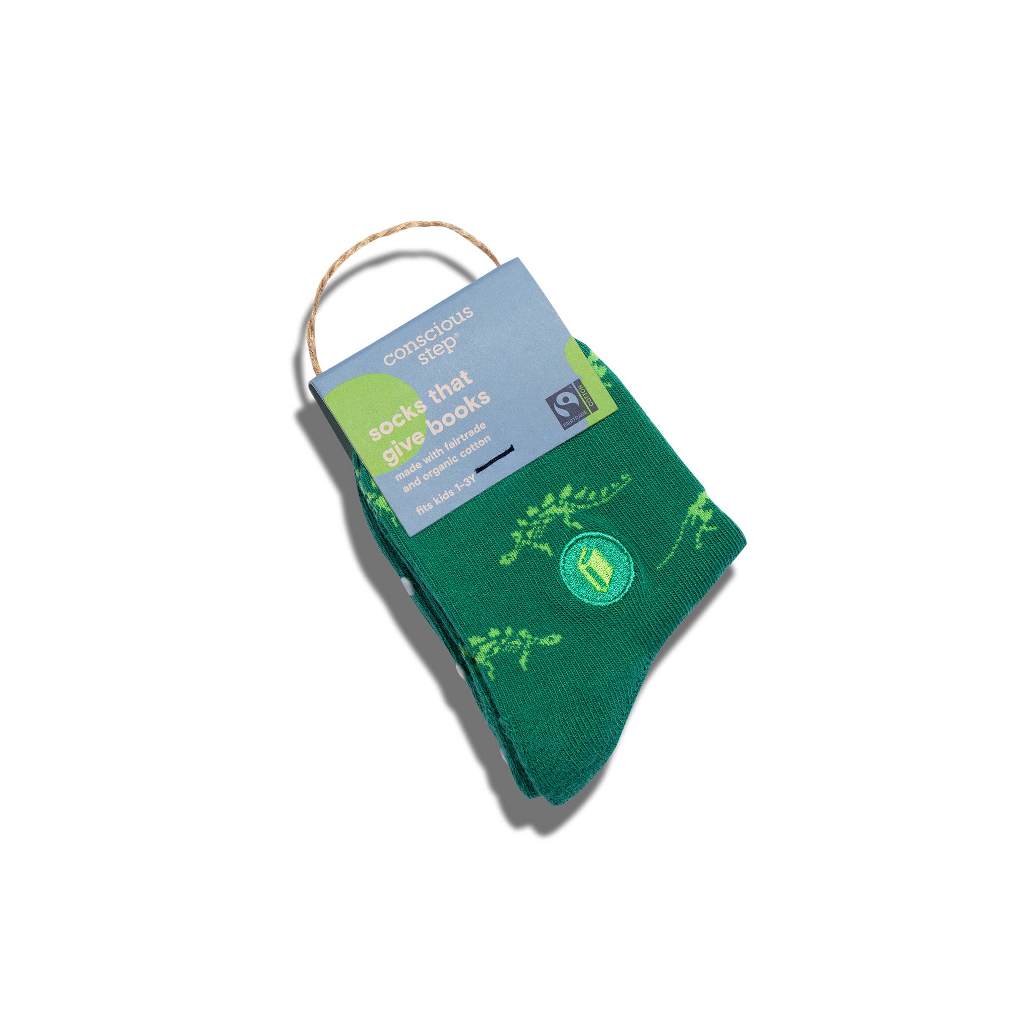 Kids Socks that Give Books (Green Dinosaurs)