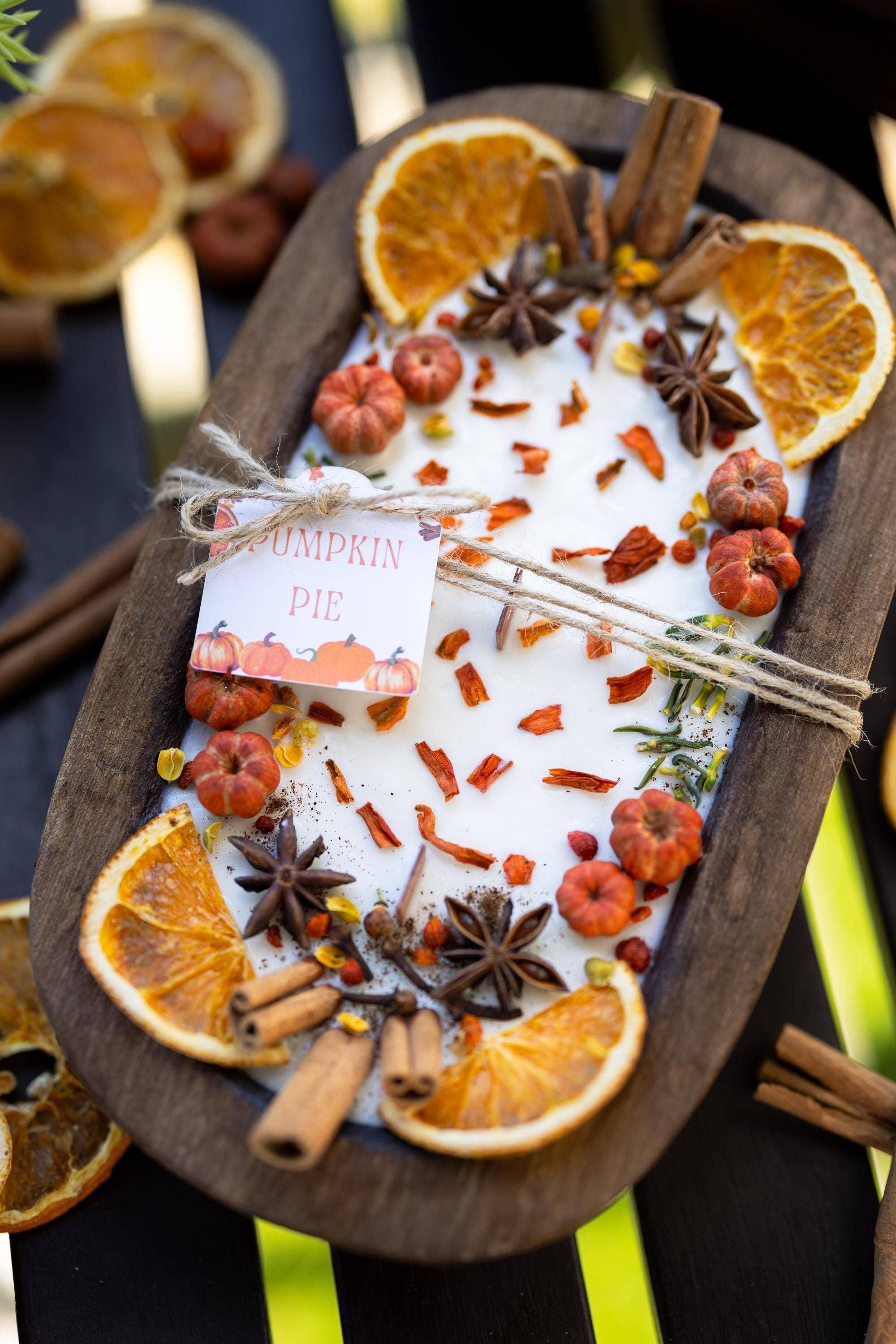 Large Wooden Bowl Fall Soy Candle