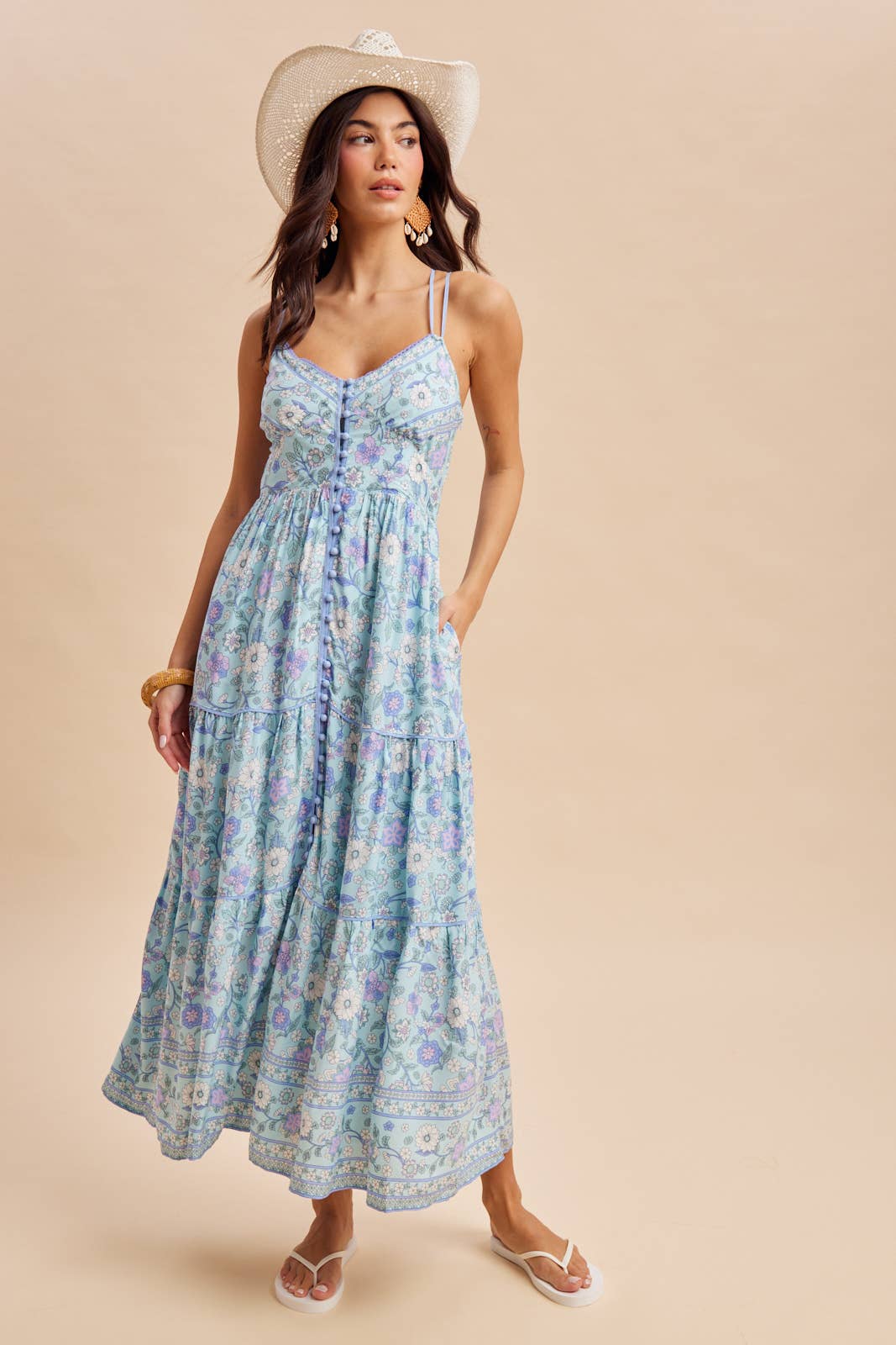 BORDER PRINT MAXI DRESS