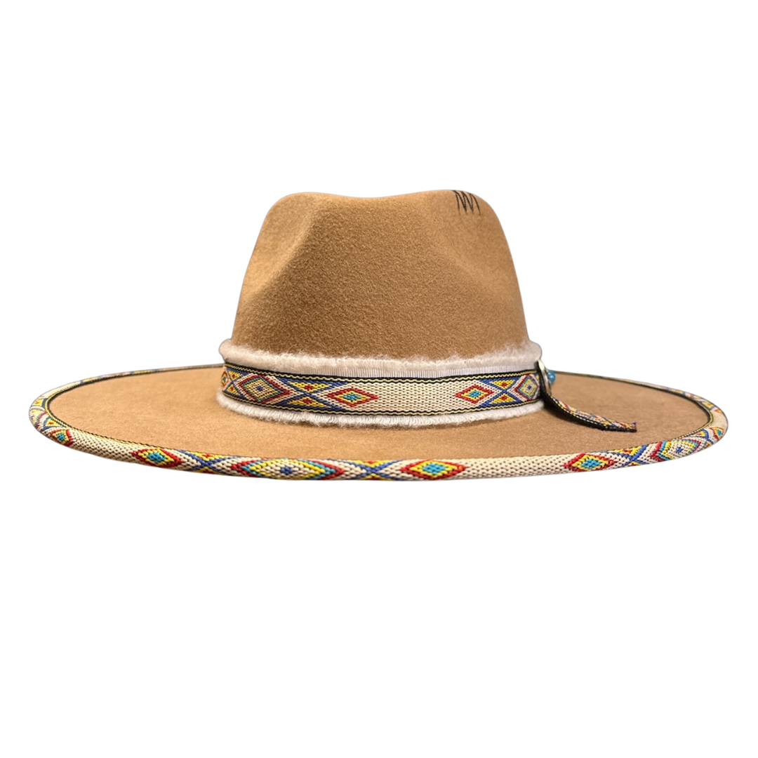 New 100% Wool Felt Flat Brim Fedora Hat - Style Lakota