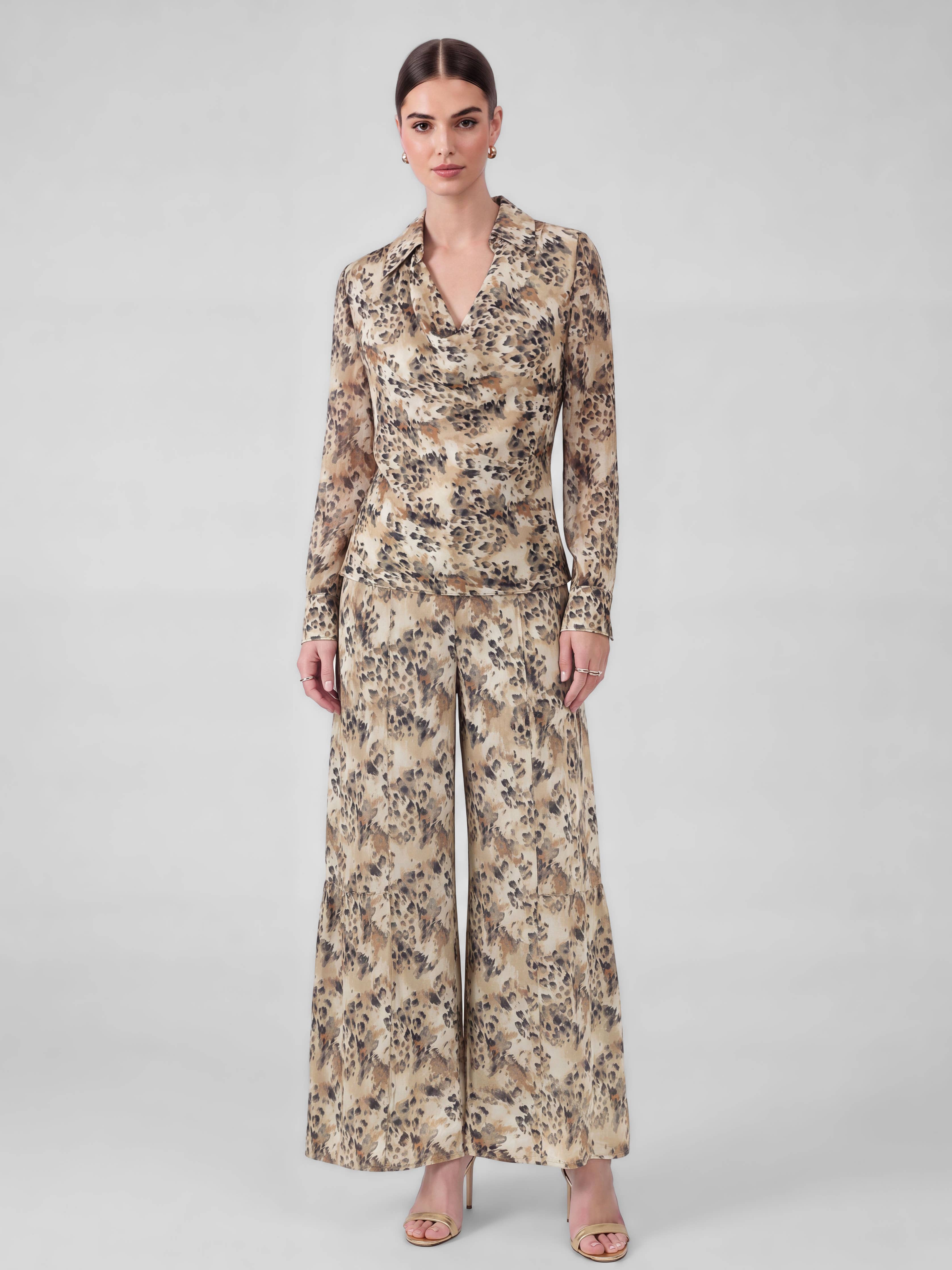 Leopard Tiered Wide Leg Palazzo Pants