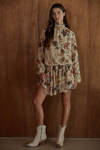 Woven Floral Print Tiered Ruffle Mini