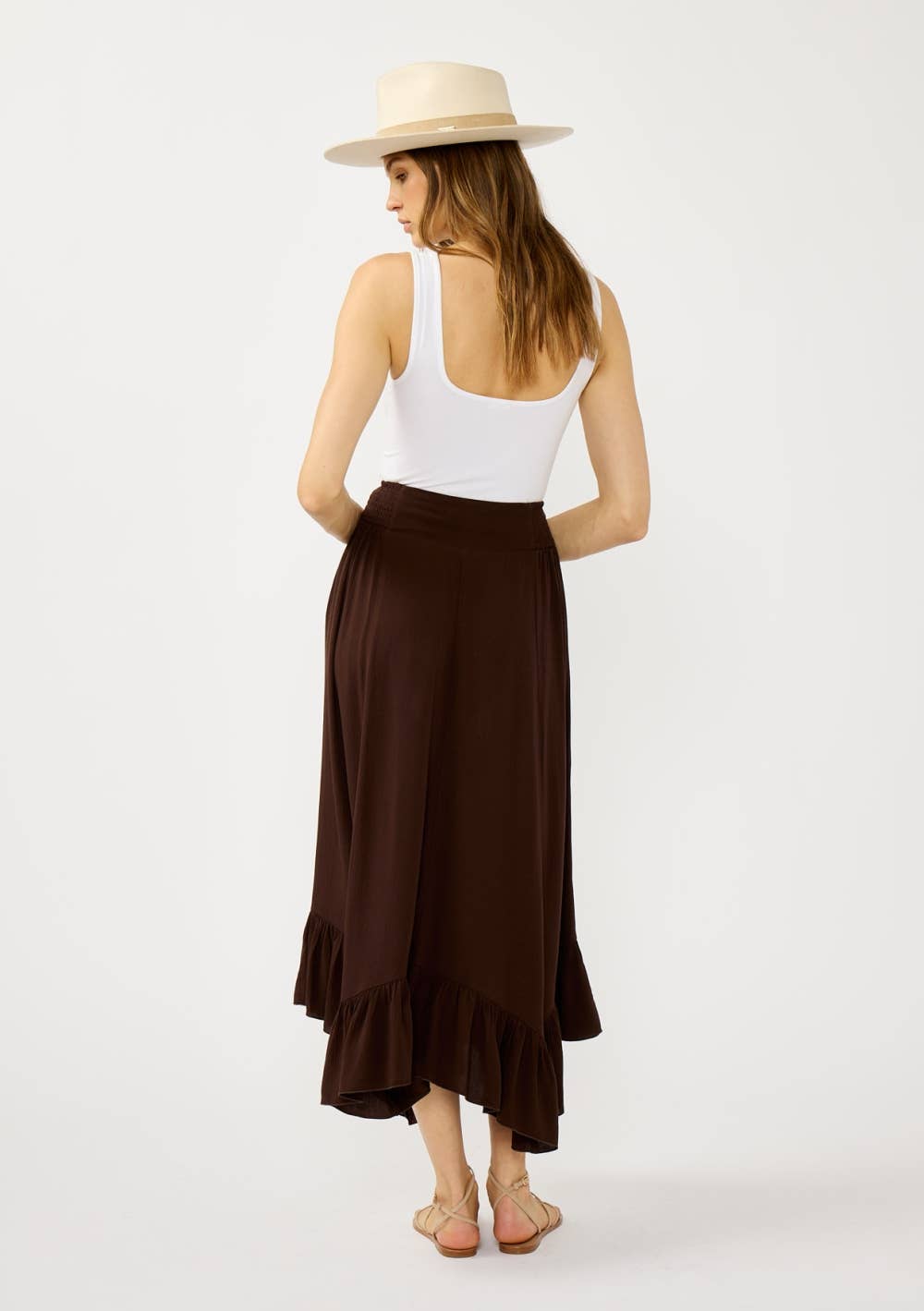 Flowy Smocked Ruffle Hem Skirt