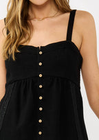Lace Trim Button-Down Sleeveless Tank