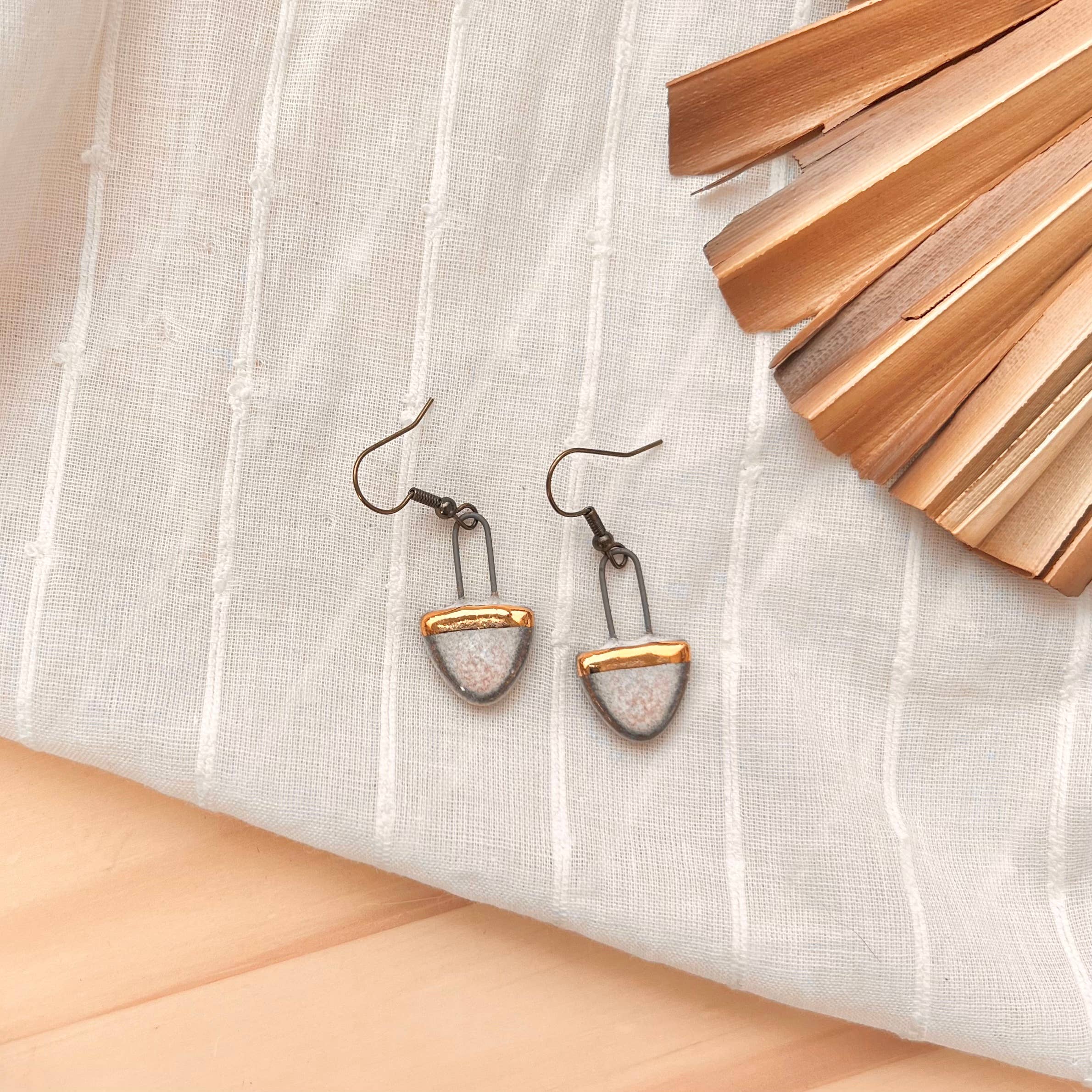 Pink Rain Drop Ceramic Earrings