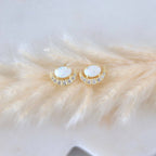 Opal Crescent Stud Earrings