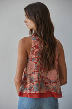 Woven Chiffon Floral Print Sleeveless Top