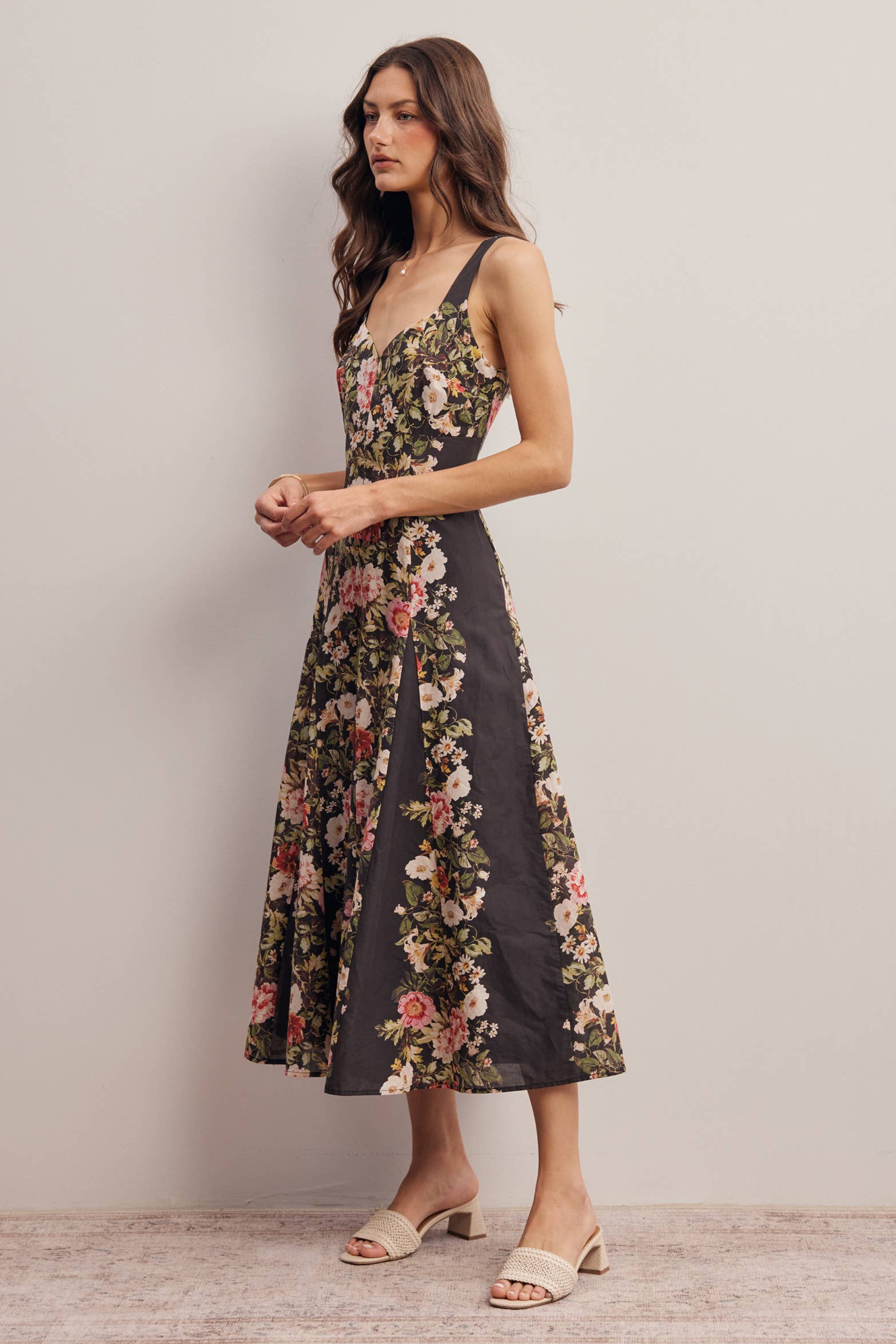 Floral Panel Midi Dress