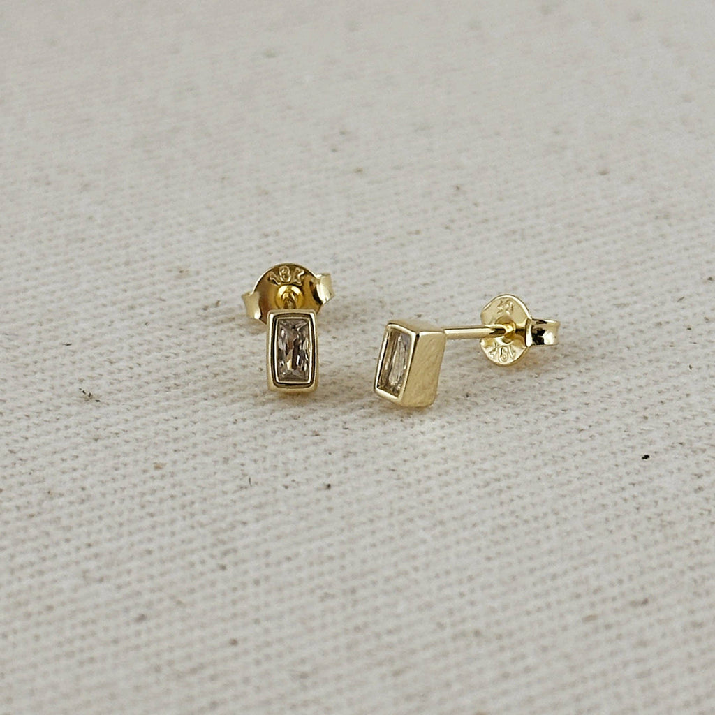 Mini Bezel Baguette Stud Earrings