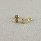 Mini Bezel Baguette Stud Earrings