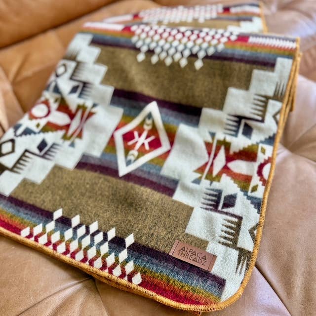Southwest Alpaca Queen/Throw Blanket – Sandstone Reversible